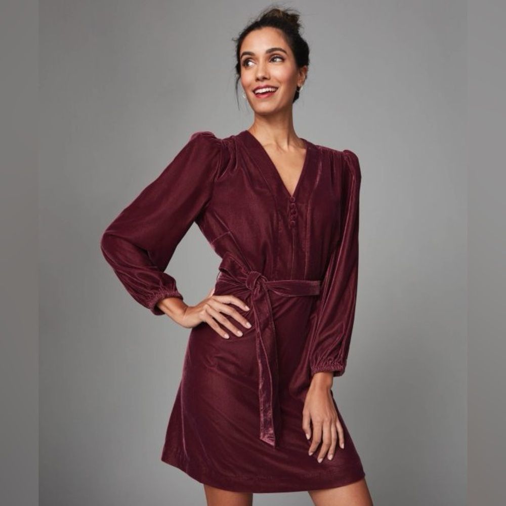 UNTUCKit Women’s Mickie Dress Red Velvet Long Sleeve Mini- Size‎ Large